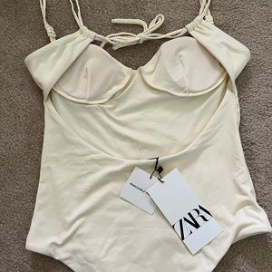 Zara cream ivory one piece bathing suit brand new